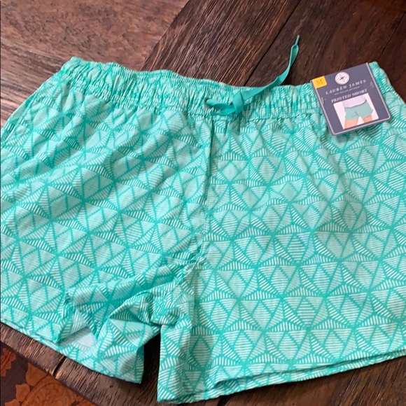 Lauren James Pants - NWT green pattern shorts with elastic tie waist Lauren James Pants - NWT green pattern shorts with elastic tie waist